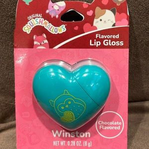 Squishmallows Winston the owl lip gloss NWT Chocolate Flavor Valentines heart